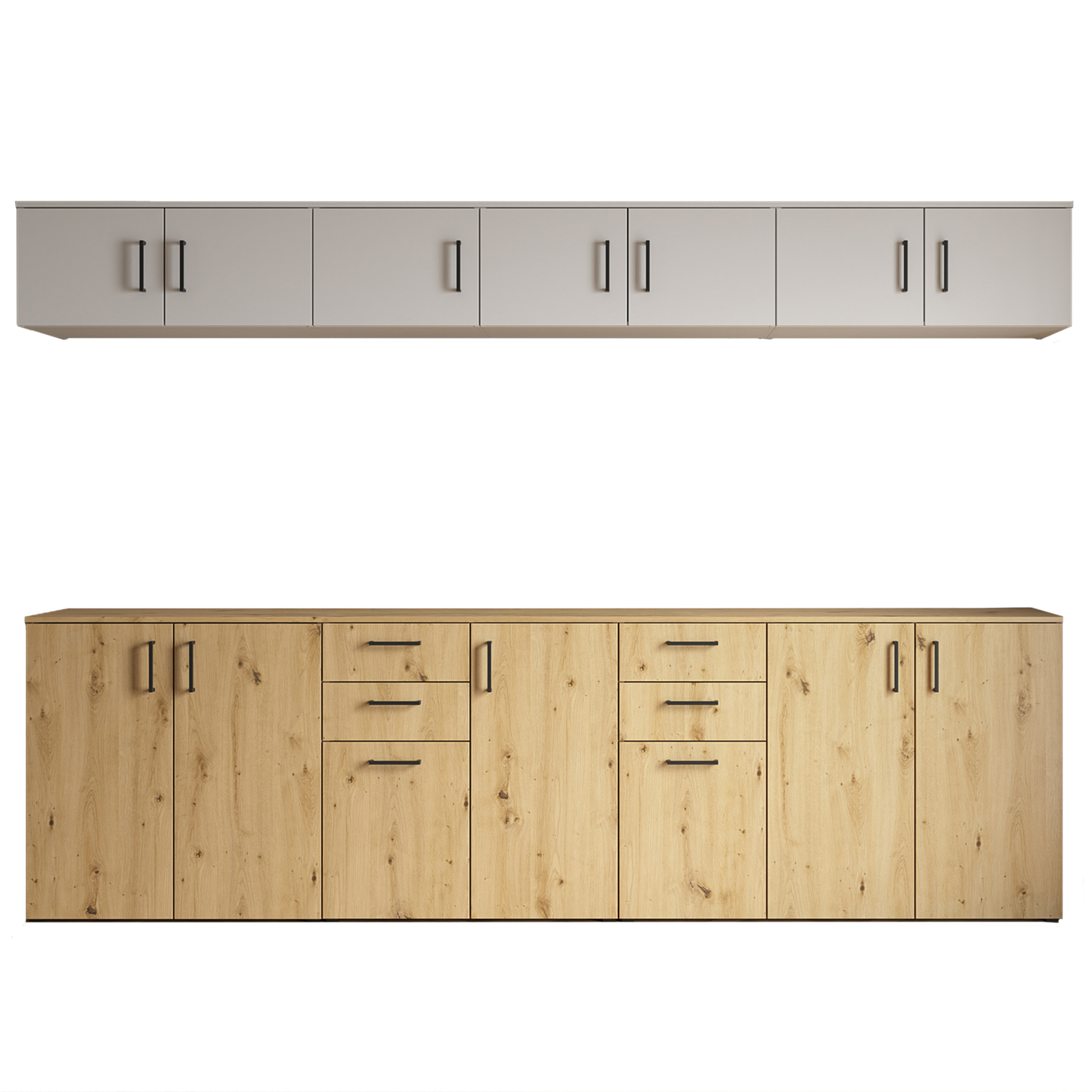 7-teiliges Multi-Stauraum-Set - Artisan Eiche - weiß