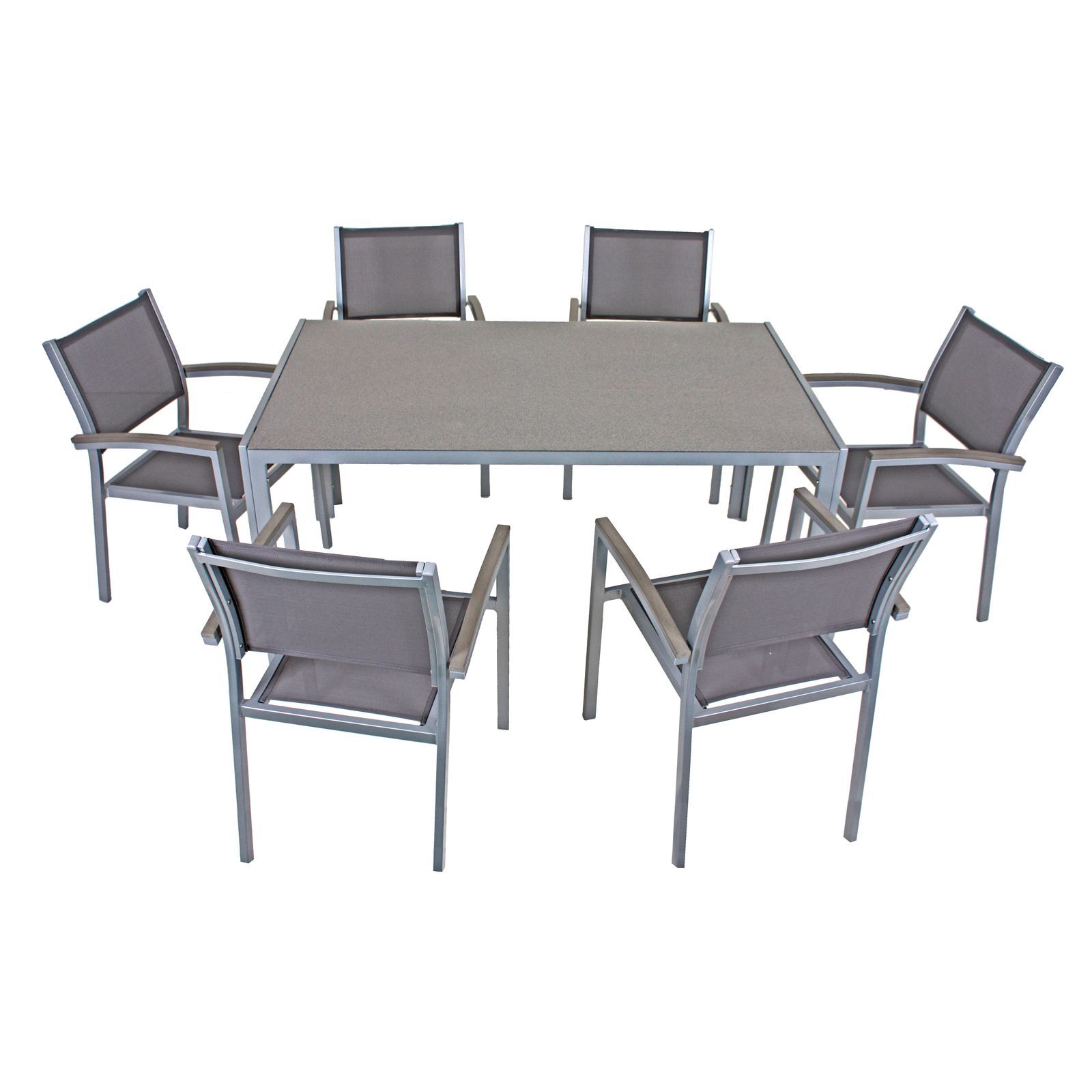 7er-Set Sitzgruppe GRACE - grau - Aluminium