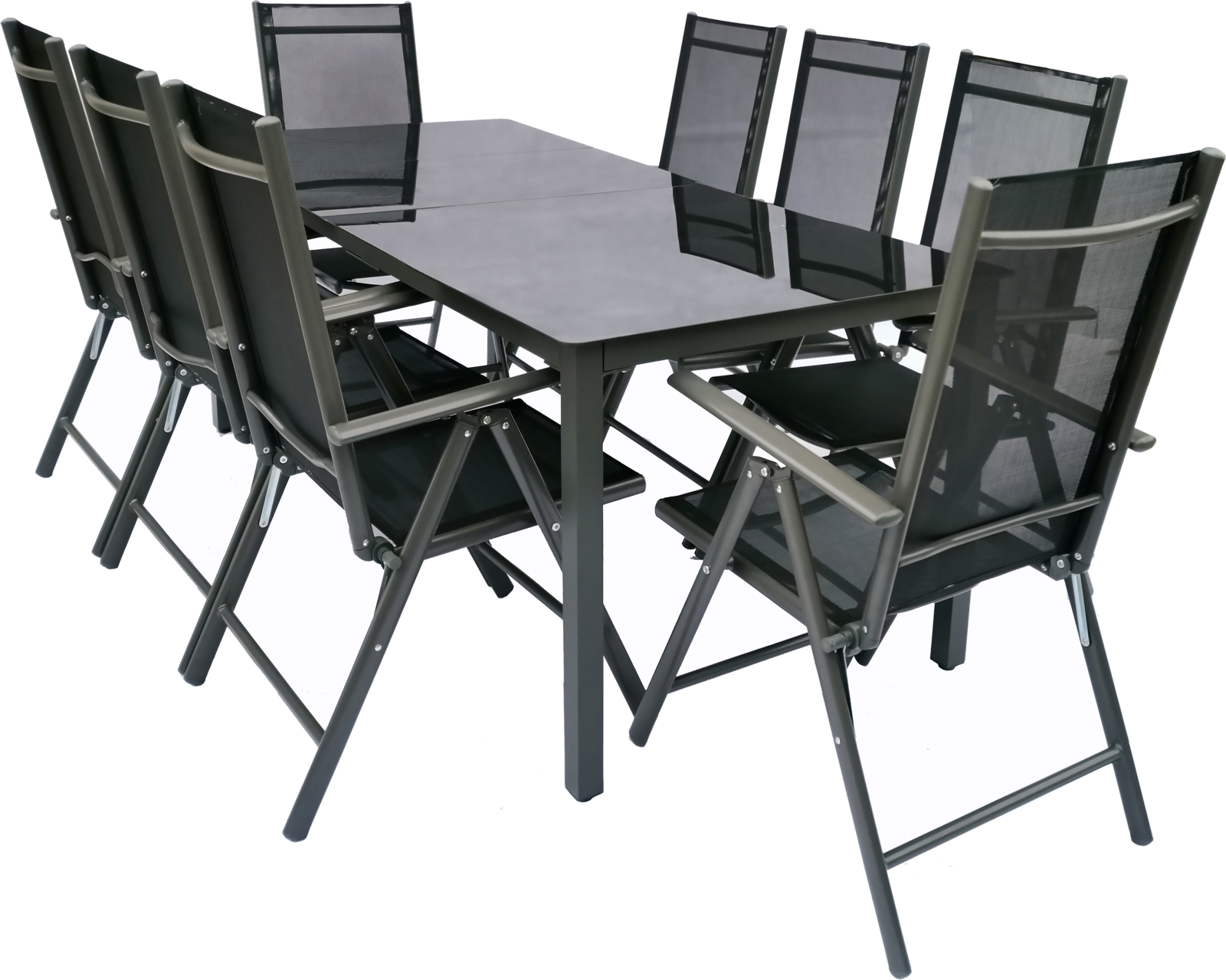 9-teilige Sitzgruppe - anthrazit - Aluminium - 190x90 cm