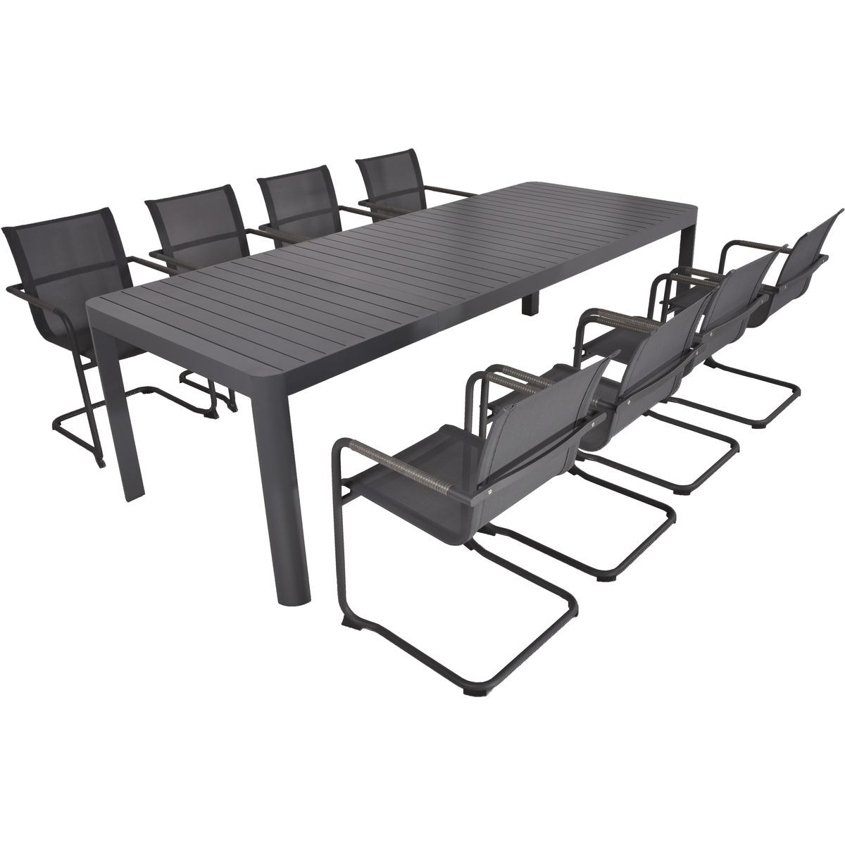 9-teilige Tischgruppe AMIRA - anthrazit-grau - Aluminium