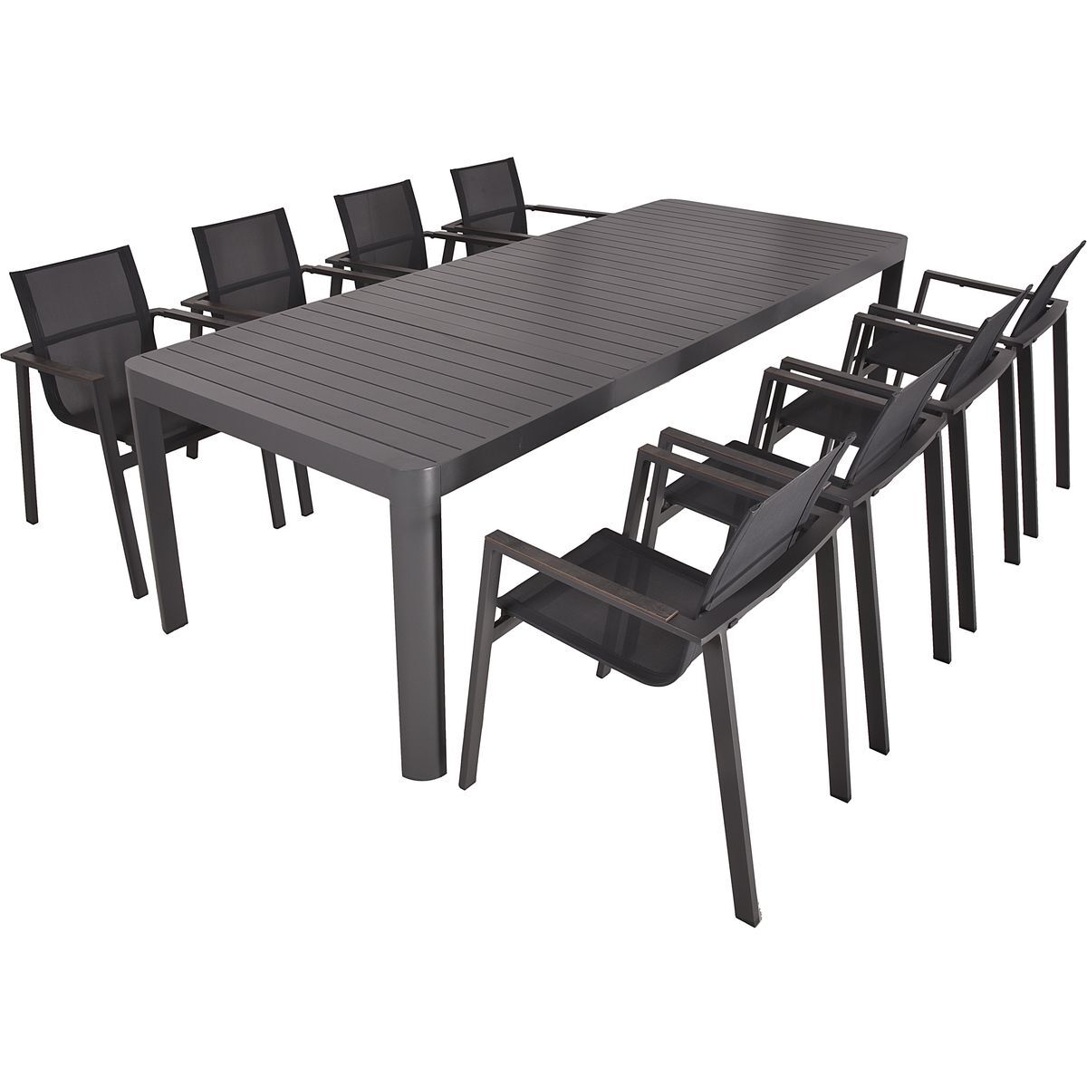 9-teilige Tischgruppe AMIRA - dunkelgrau-anthrazit - Aluminium