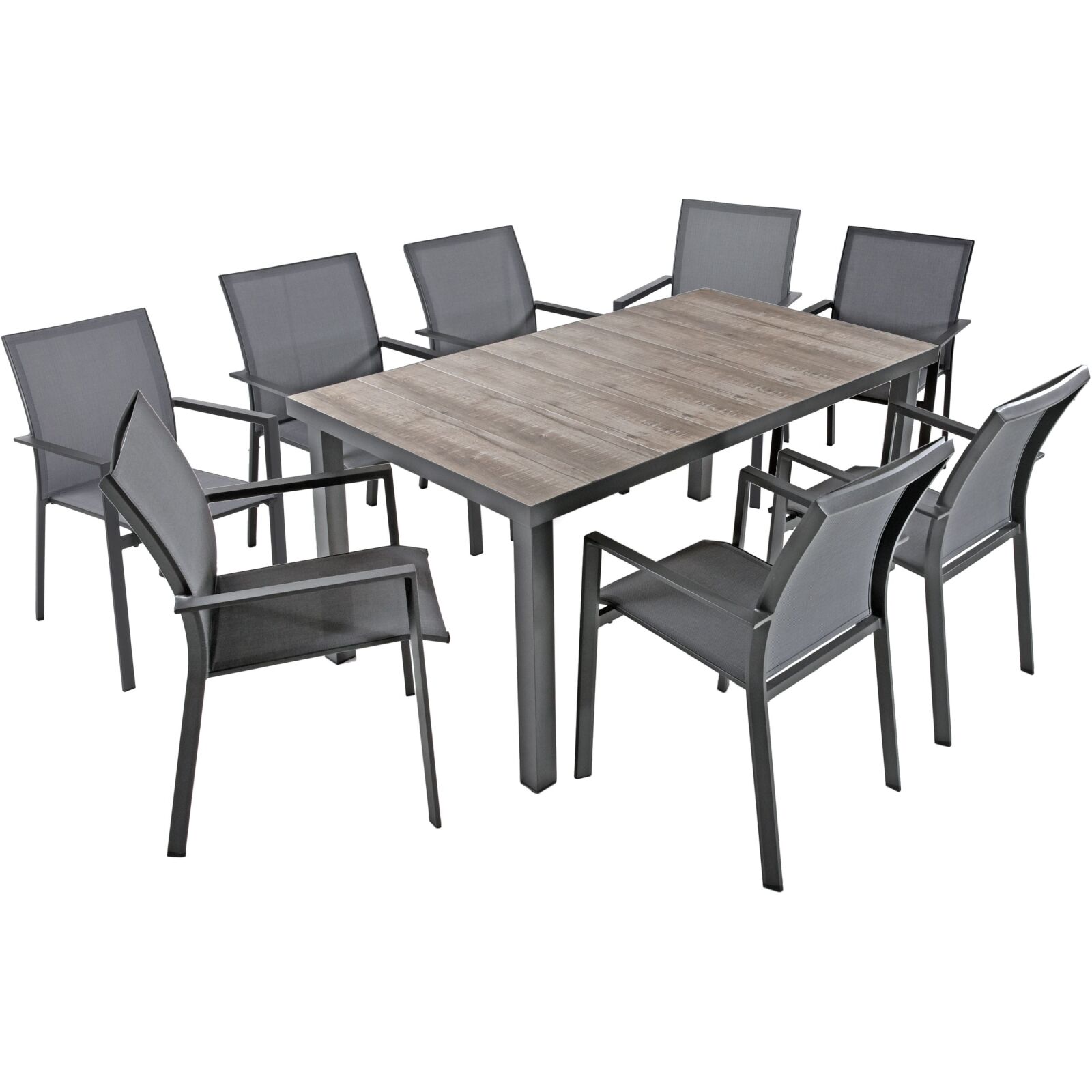 9-teilige Tischgruppe RANA 07 - grau - Aluminium - Keramik