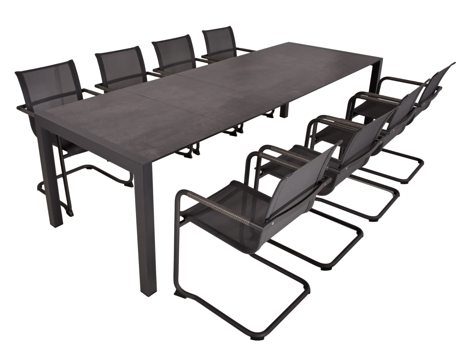9-teilige Tischgruppe SOPHIA 16 - pfefferschwarz-grau - Aluminium