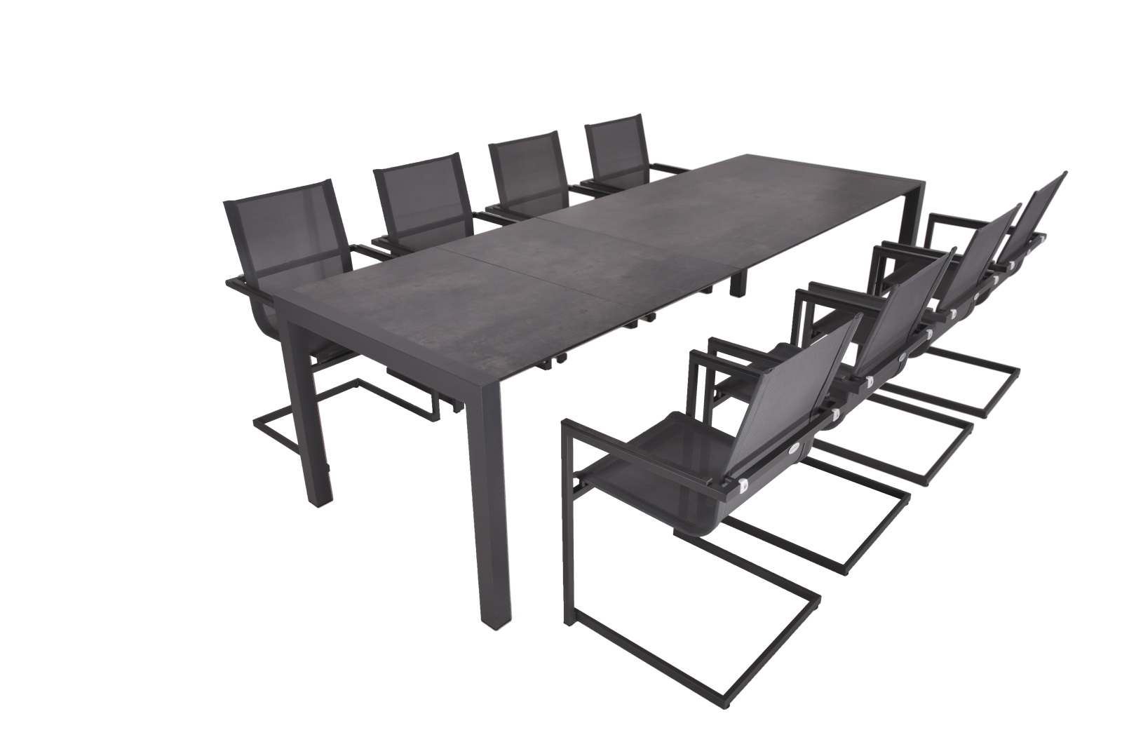 9-teilige Tischgruppe SOPHIA 17 - pfefferschwarz-grau - Aluminium