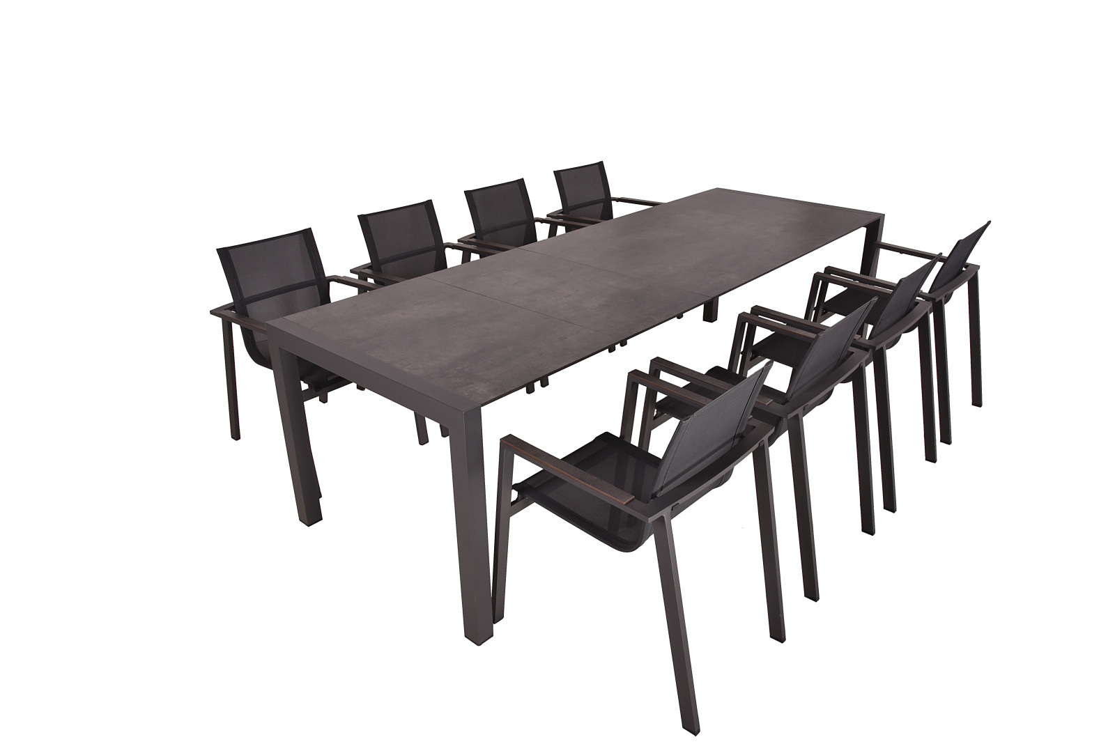 9-teilige Tischgruppe SOPHIA 18 - pfefferschwarz-grau - Aluminium
