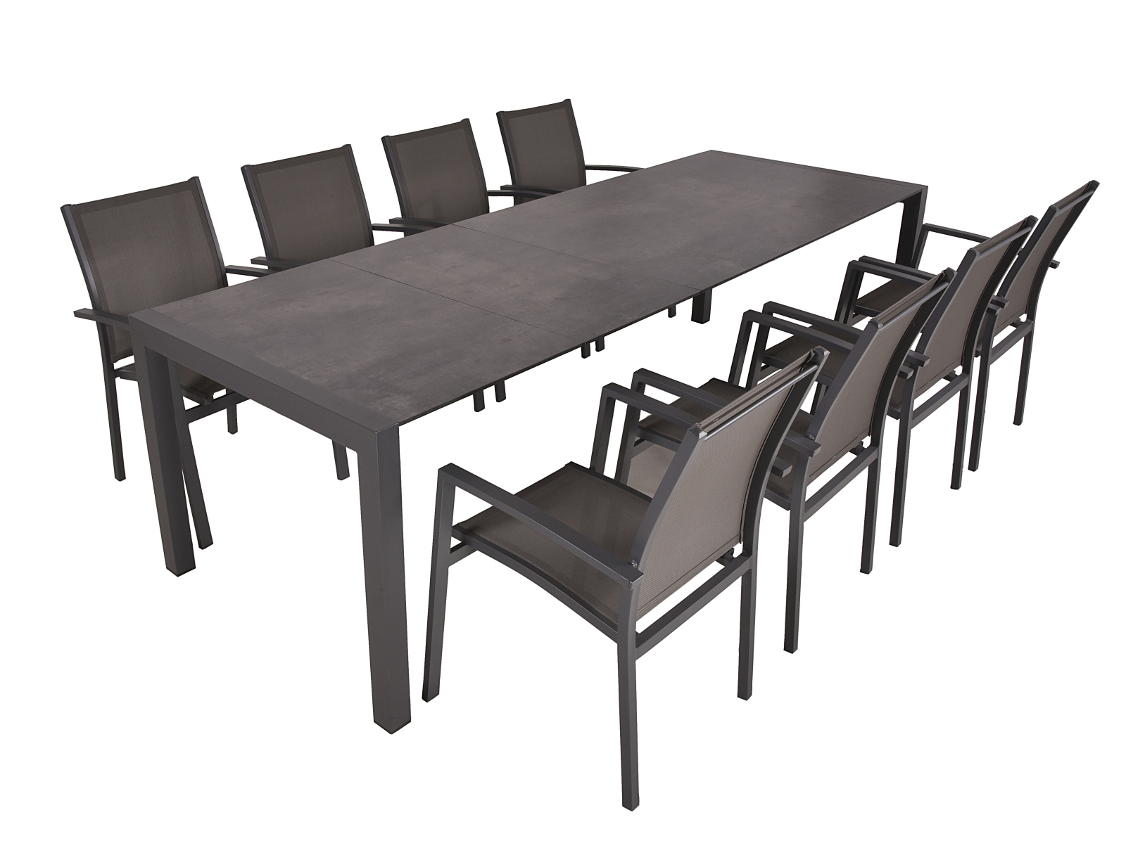 9-teilige Tischgruppe SOPHIA 20 - pfefferschwarz-grau - Aluminium