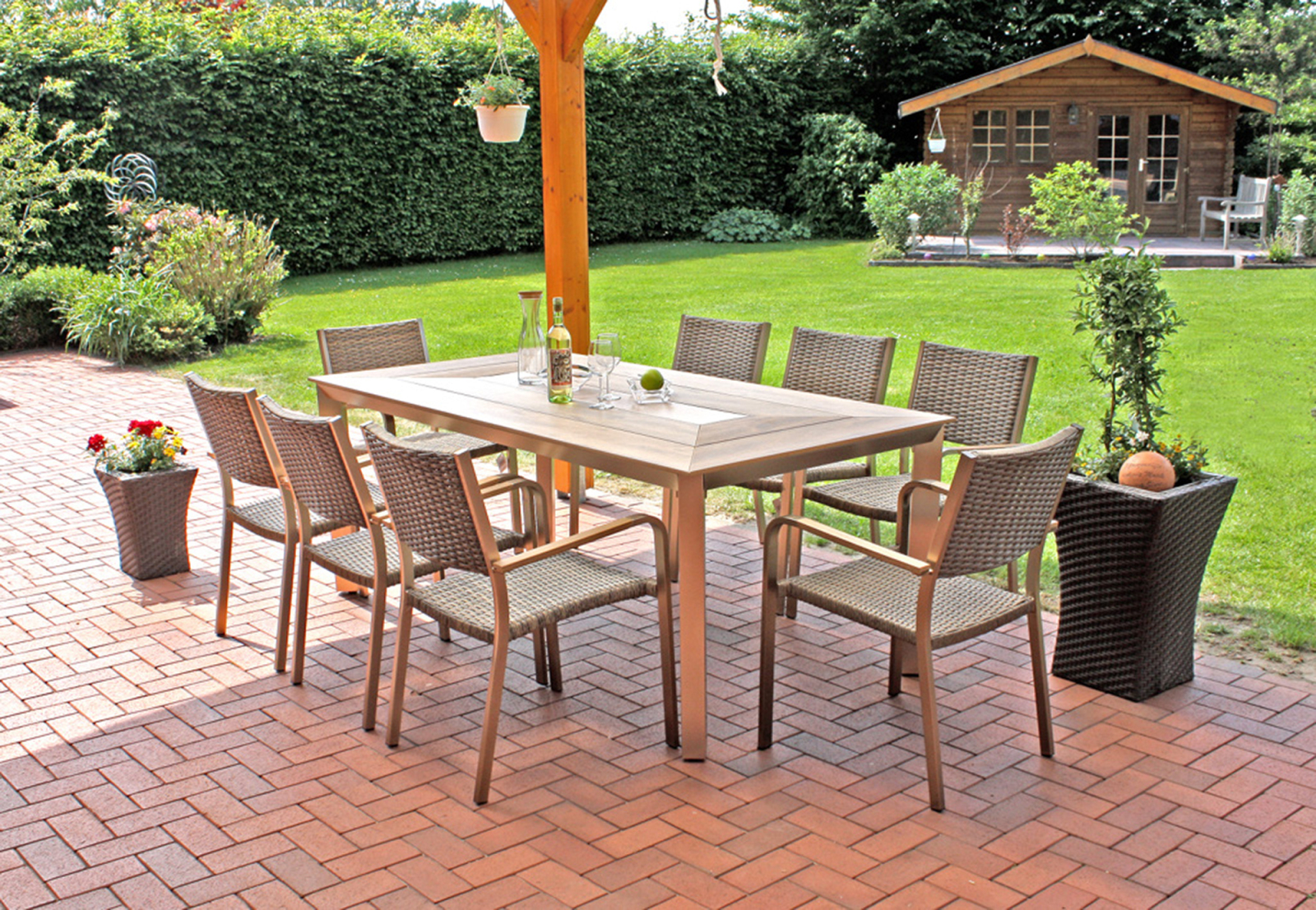 9teiliges GartenmöbelSet FLORENCE champagner Teakoptik Online