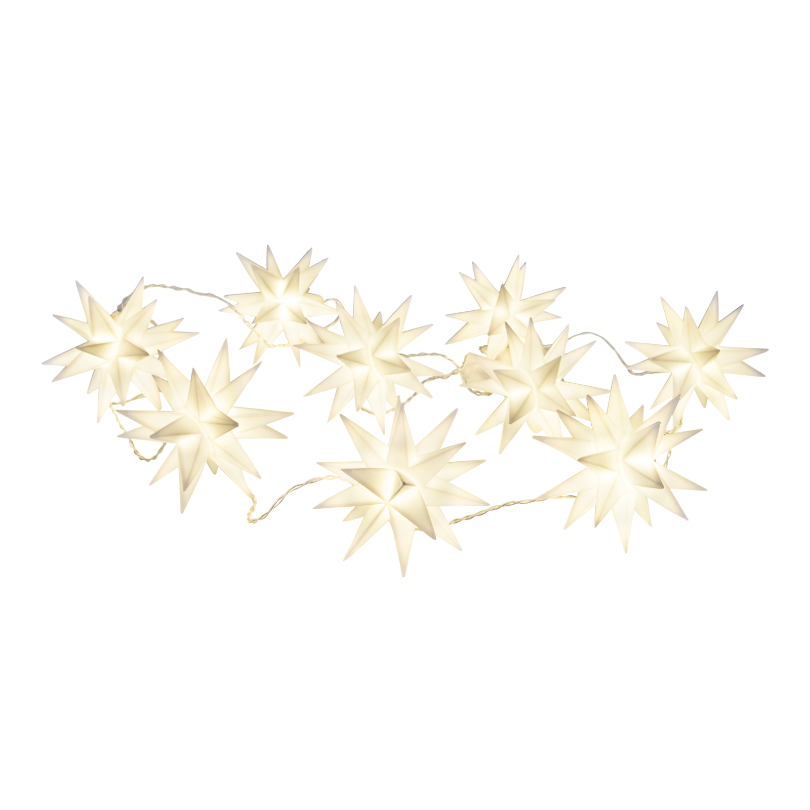 9er-LED-Weihnachtslichterkette - weiß - 3D-Sterne