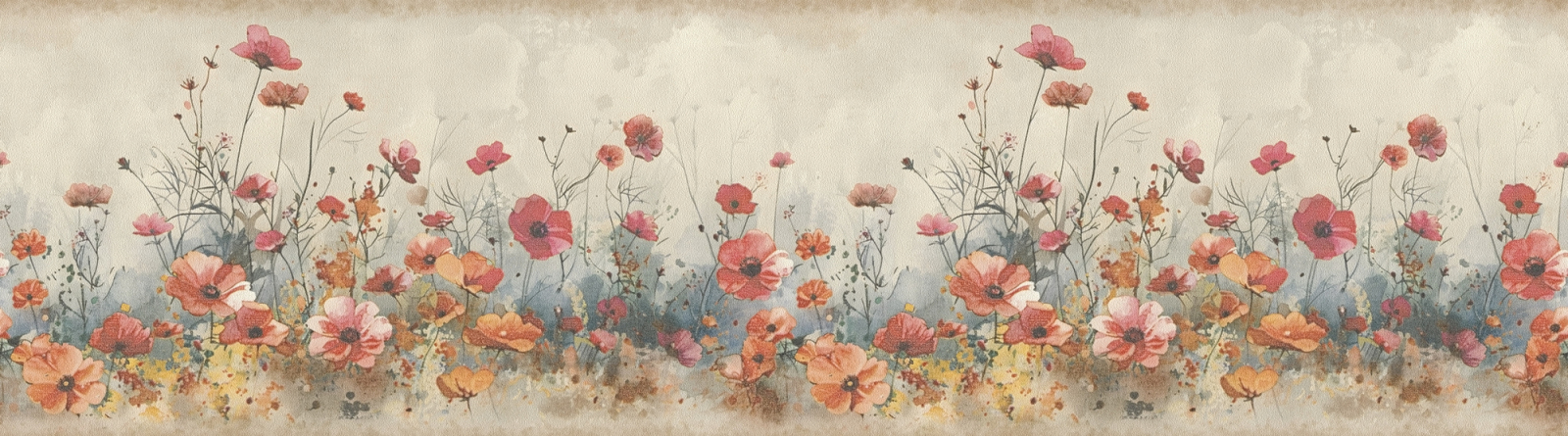 A.S. Creation Bordüre BORDER BOUTIQUE - grau - Mohnblumen - selbstklebend - 5 Meter