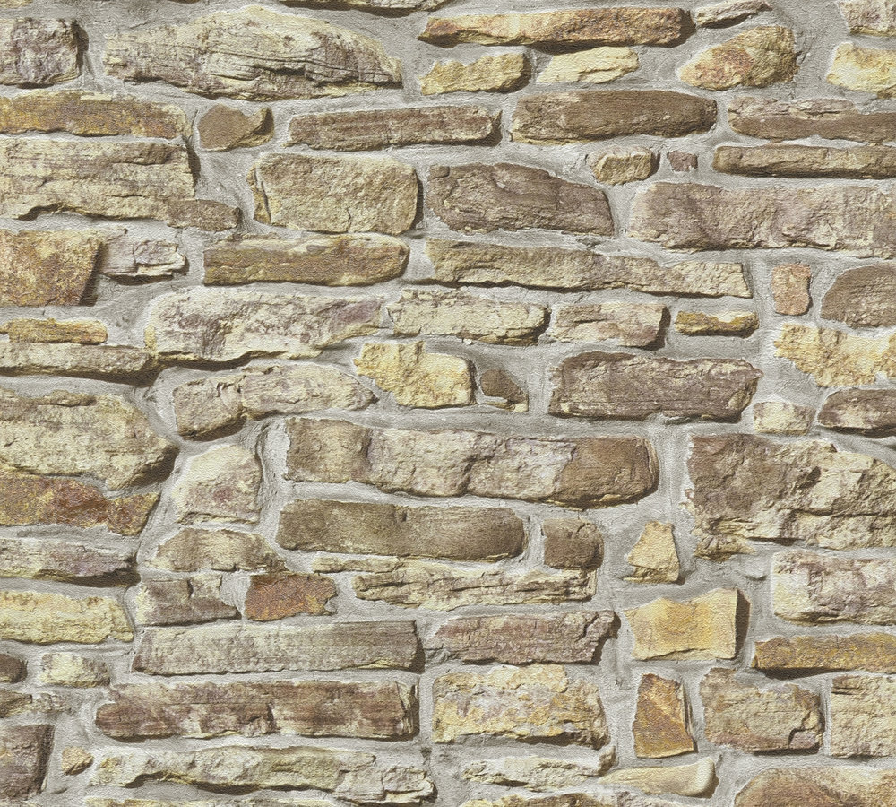 A.S. Creation Vliestapete BRICKS & STONES - beige-gelb - Steinoptik - 10 Meter