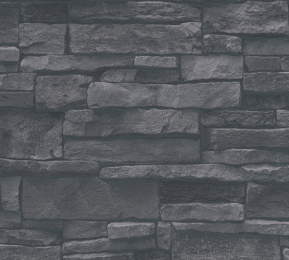 A.S. Creation Vliestapete BRICKS & STONES - schwarz-anthrazit - Steinoptik - 10 Meter