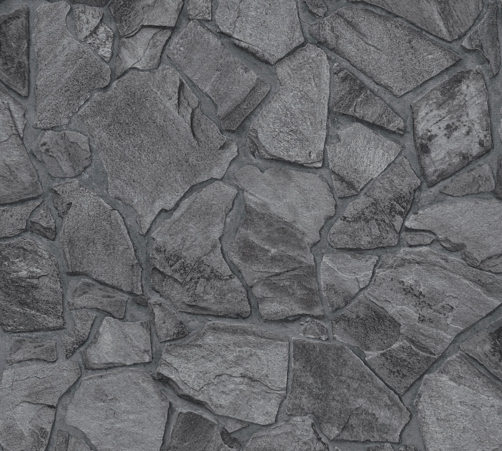 A.S. Creation Vliestapete BRICKS & STONES - schwarz-anthrazit - Steinoptik - 10 Meter