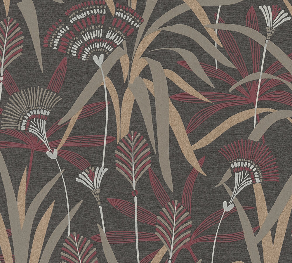 A.S. Creation Vliestapete FRENCH AFFAIR - metallic schwarz - Floraloptik - 10 Meter
