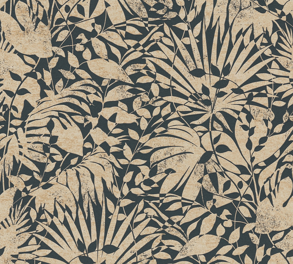 A.S. Creation Vliestapete - gold-schwarz - floral - 10 Meter