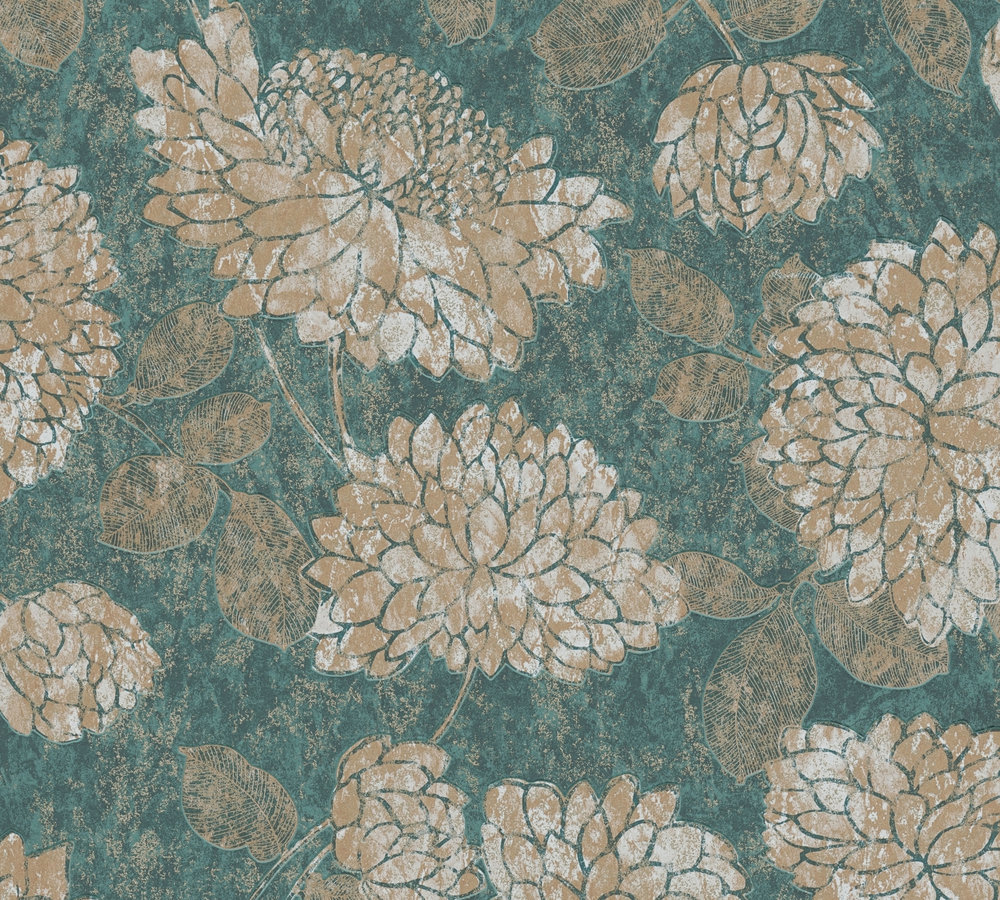 A.S. Creation Vliestapete - grün-gold - Floral - 10 Meter