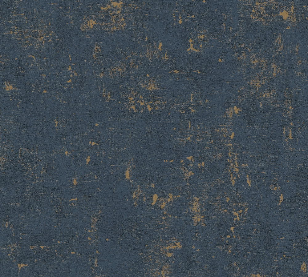 A.S. Creation Vliestapete JADE 2 - dunkelblau-gold - Putzoptik mit Metallic-Effekt - 10 Meter