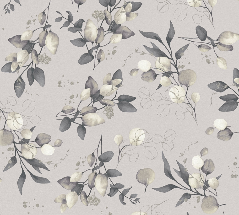 A.S. Creation Vliestapete PURE ELEGANCE - beige-schwarz - dezentes Blumchenmuster - 10 Meter
