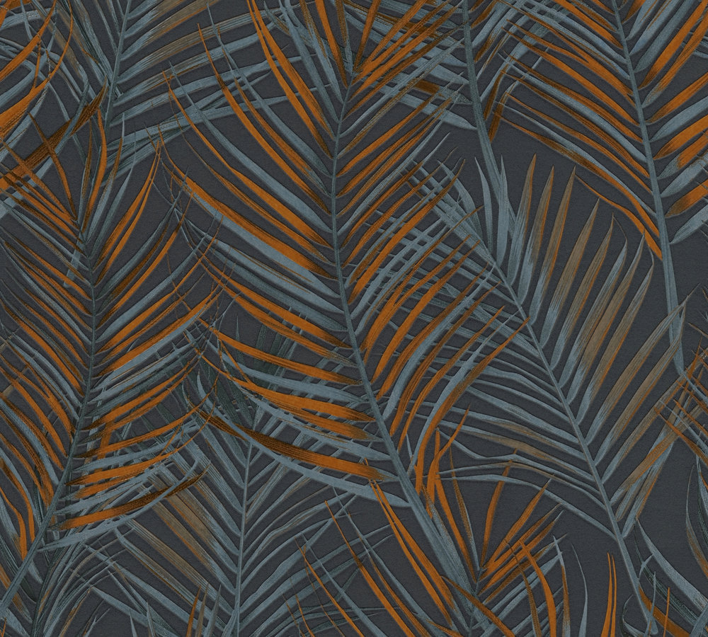 A.S. Creation Vliestapete - schwarz-orange - floral - 10 Meter