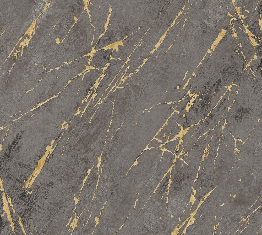 A.S. Creation Vliestapete THE BOS - anthrazit-gold - Marmor/Stein - 10 Meter