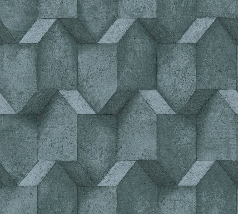 A.S. Creation Vliestapete THE BOS - blau-türkis - 3D Betonoptik - 10 Meter