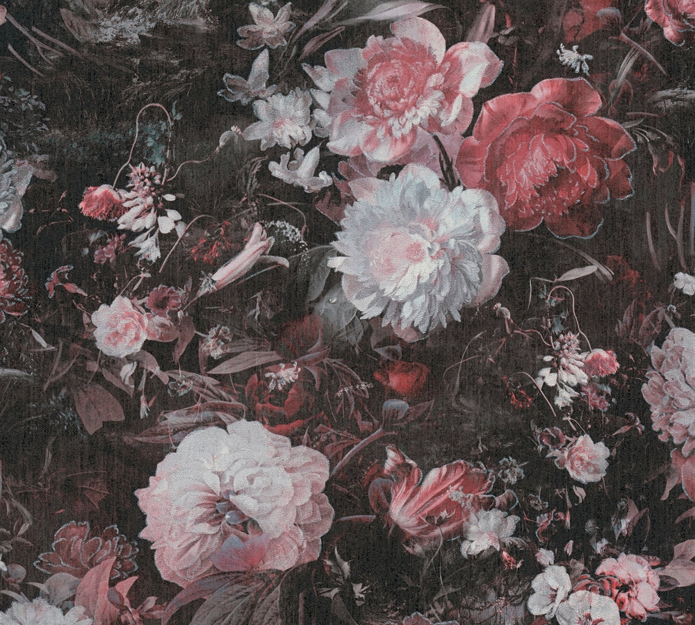 A.S. Creation Vliestapete THE BOS - schwarz-rot - Blumen - 10 Meter