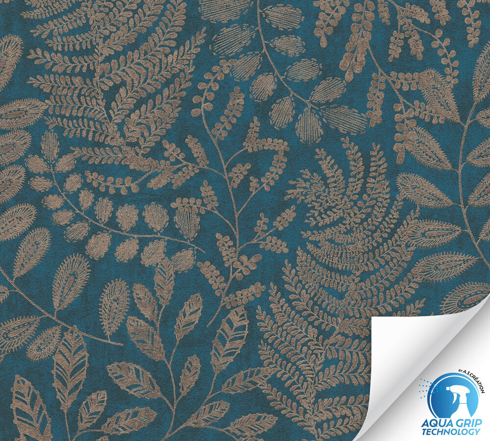 A.S. Creation Vliestapete WOW-DESIGNDROP - blau-braun - Floral - vorgekleistert - 10 Meter