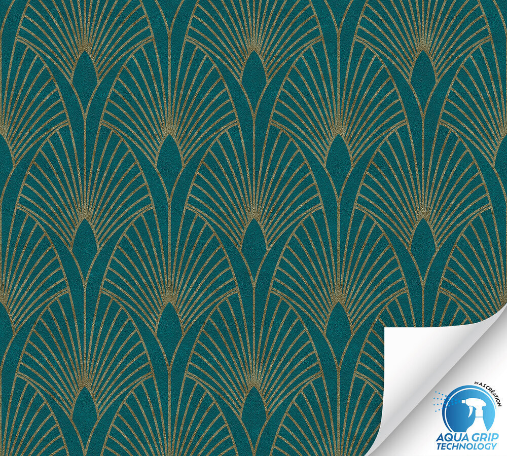 A.S. Creation Vliestapete WOW-DESIGNDROP - blau-grün - Art Deco - vorgekleistert - 10 Meter