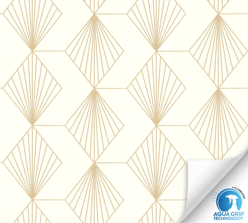 A.S. Creation Vliestapete WOW-DESIGNDROP - creme-gold - Art Deco - vorgekleistert - 10 Meter