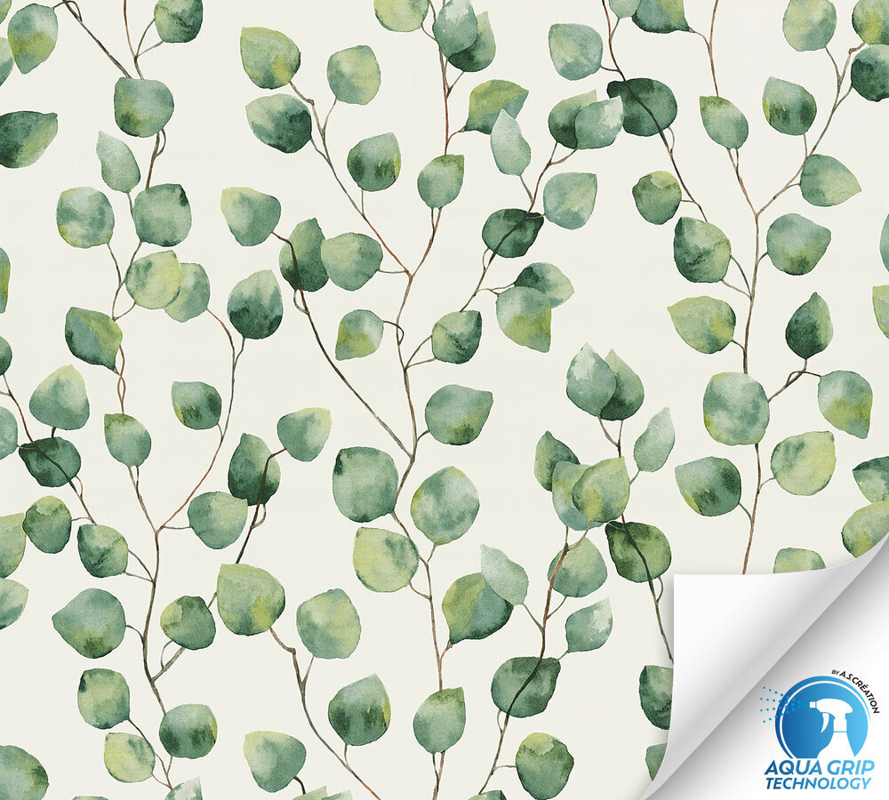 A.S. Creation Vliestapete WOW-DESIGNDROP - weiß-grün - Eukalyptus - vorgekleistert - 10 Meter