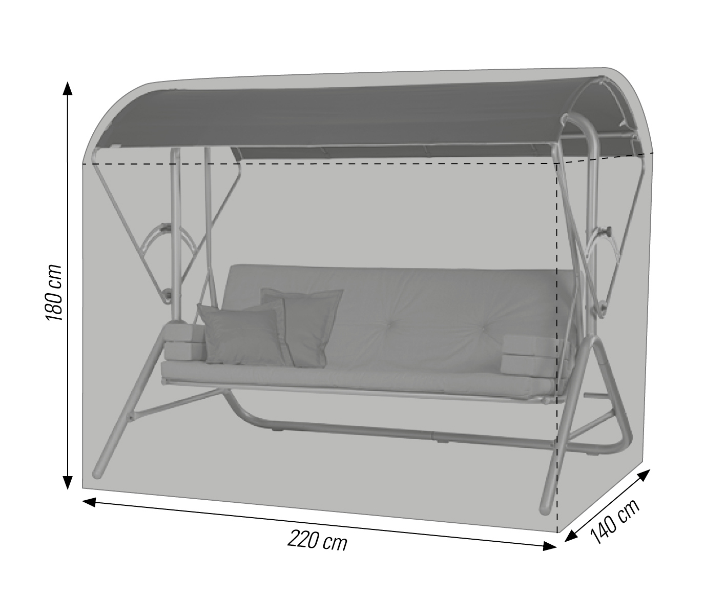 Abdeckhülle Schaukel - schwarz - Polyester - 220x180x140cm