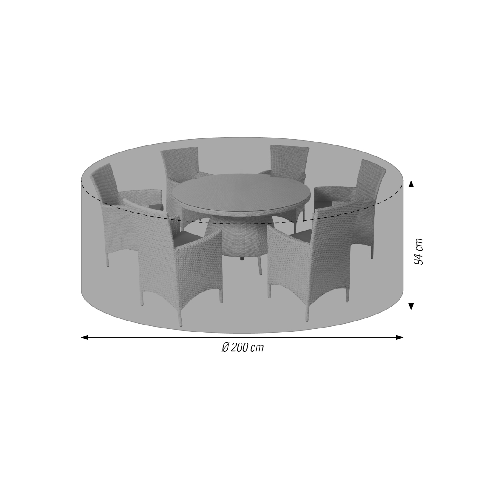 Abdeckhülle Sitzgruppe - anthrazit - Polyester - 200 cm