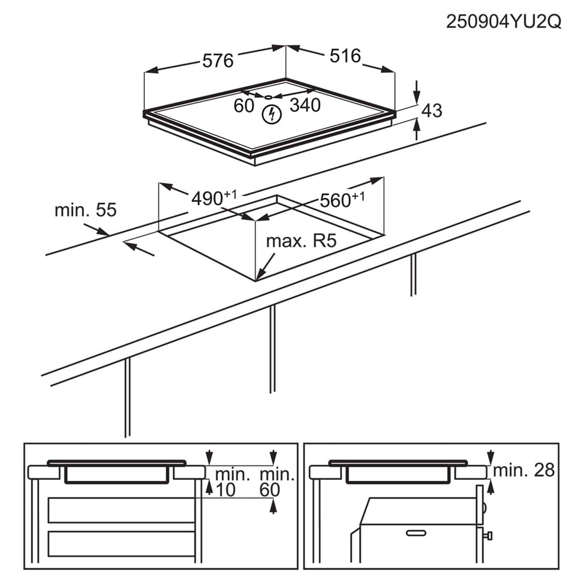 AEG Einbau-Backofenset AB11B1 - schwarz - A