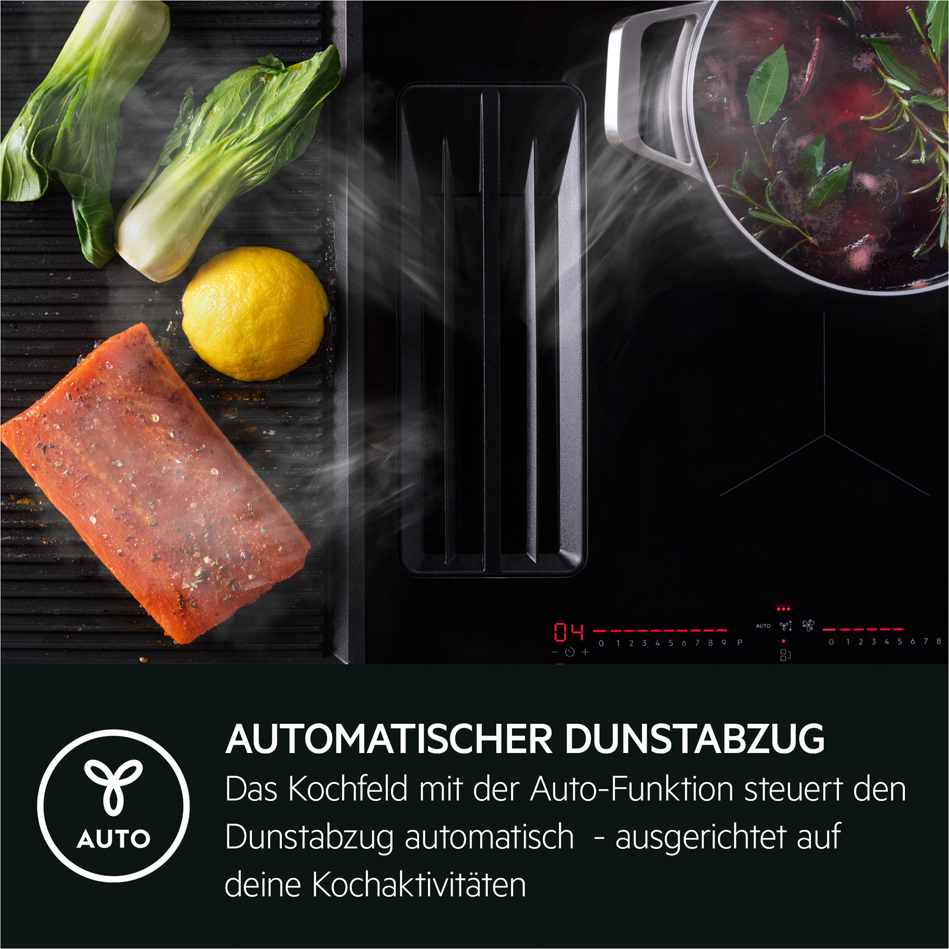 AEG Einbau-Kochfeld mit Dunstabzug XUB6745AS - A+