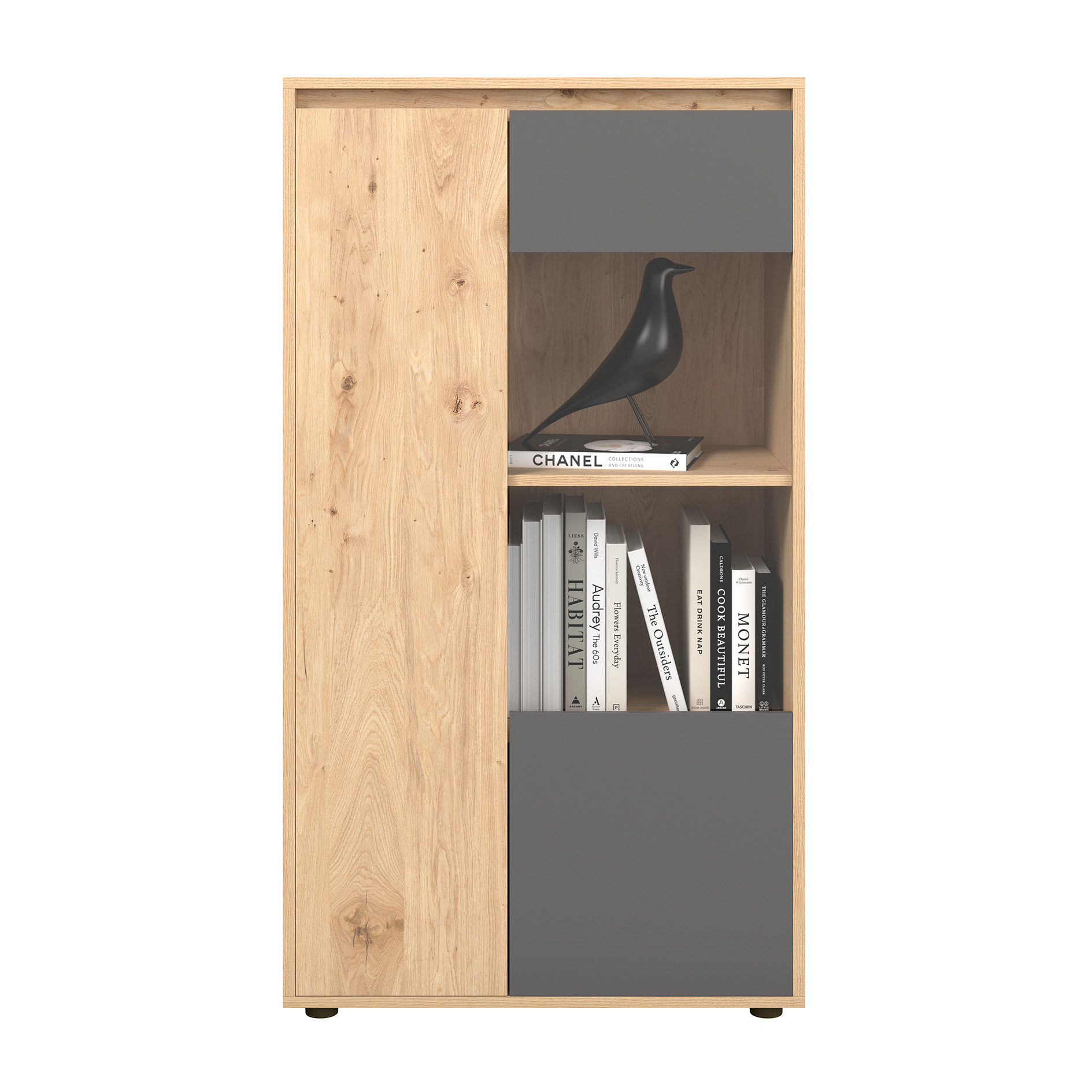 Anbauwand - Artisan Eiche - anthrazit - 268 cm breit