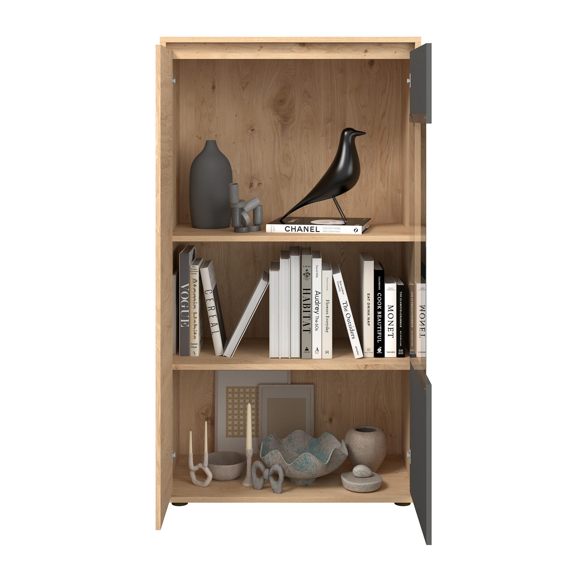 Anbauwand - Artisan Eiche - anthrazit - 268 cm breit