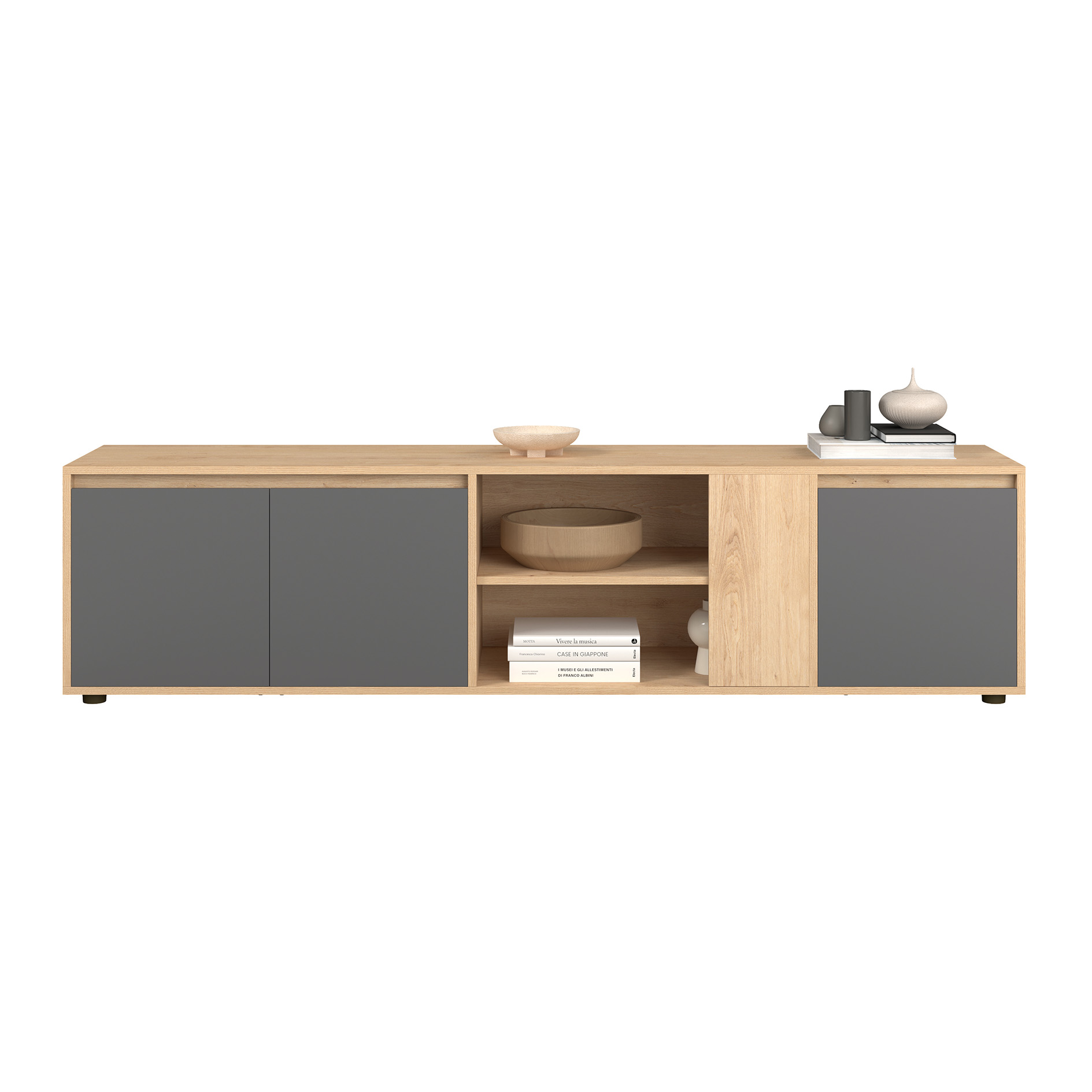Anbauwand - Artisan Eiche - anthrazit - 268 cm breit