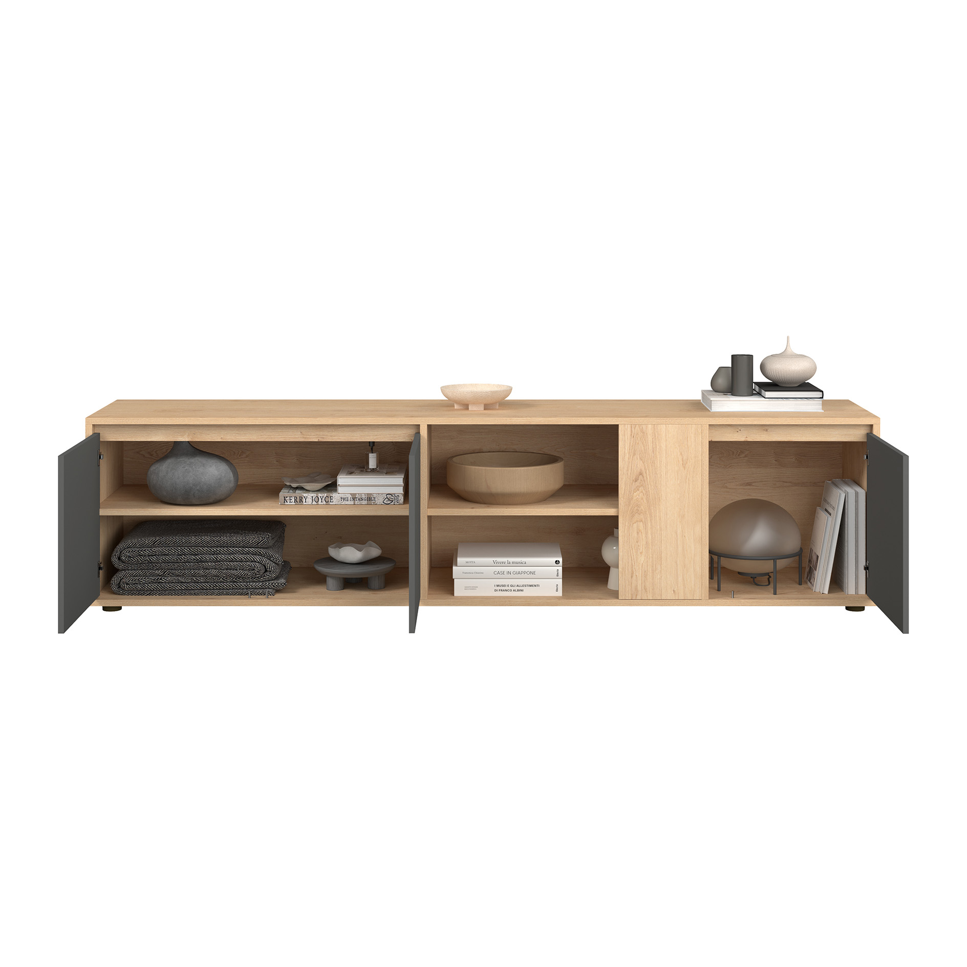 Anbauwand - Artisan Eiche - anthrazit - 268 cm breit