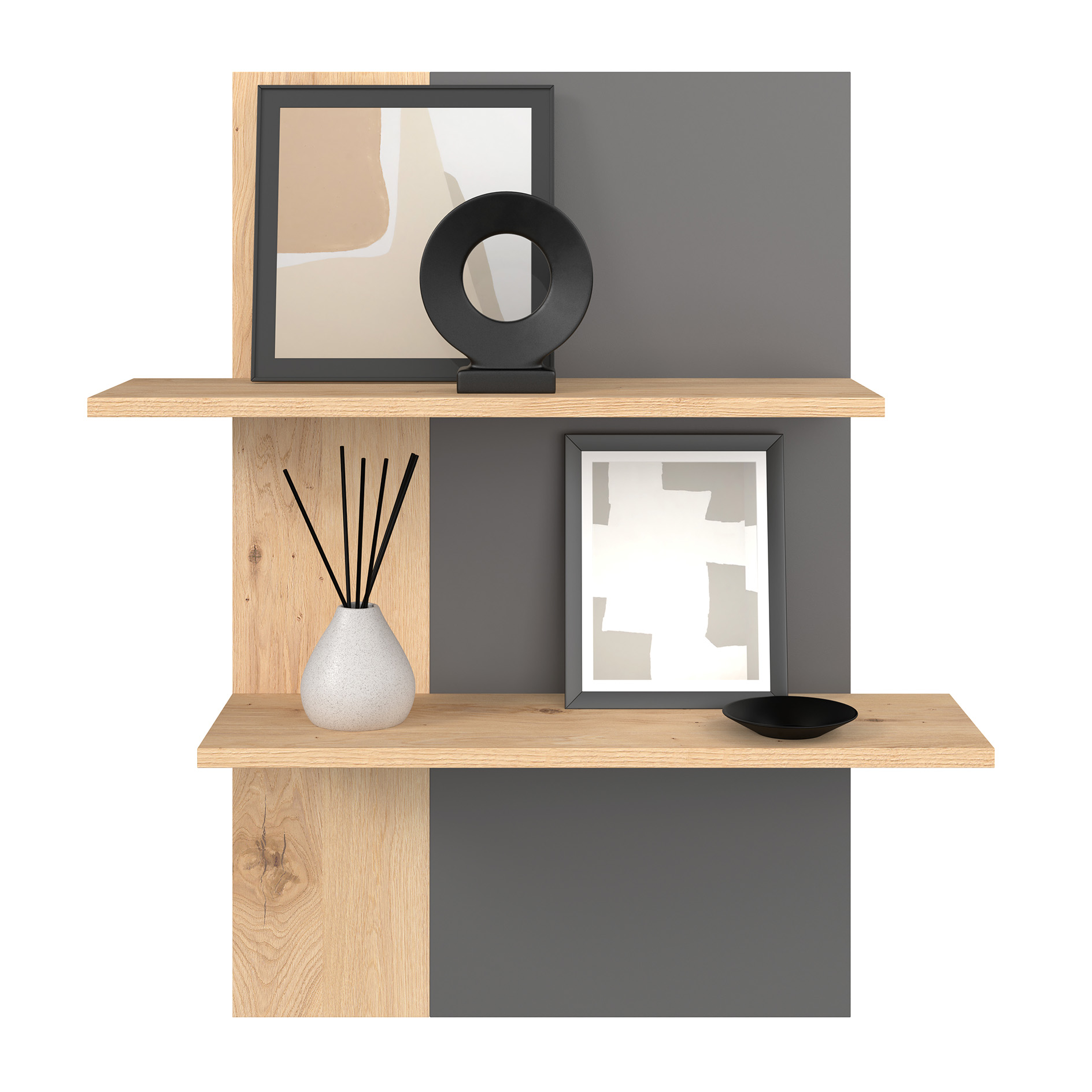 Anbauwand - Artisan Eiche - anthrazit - 268 cm breit