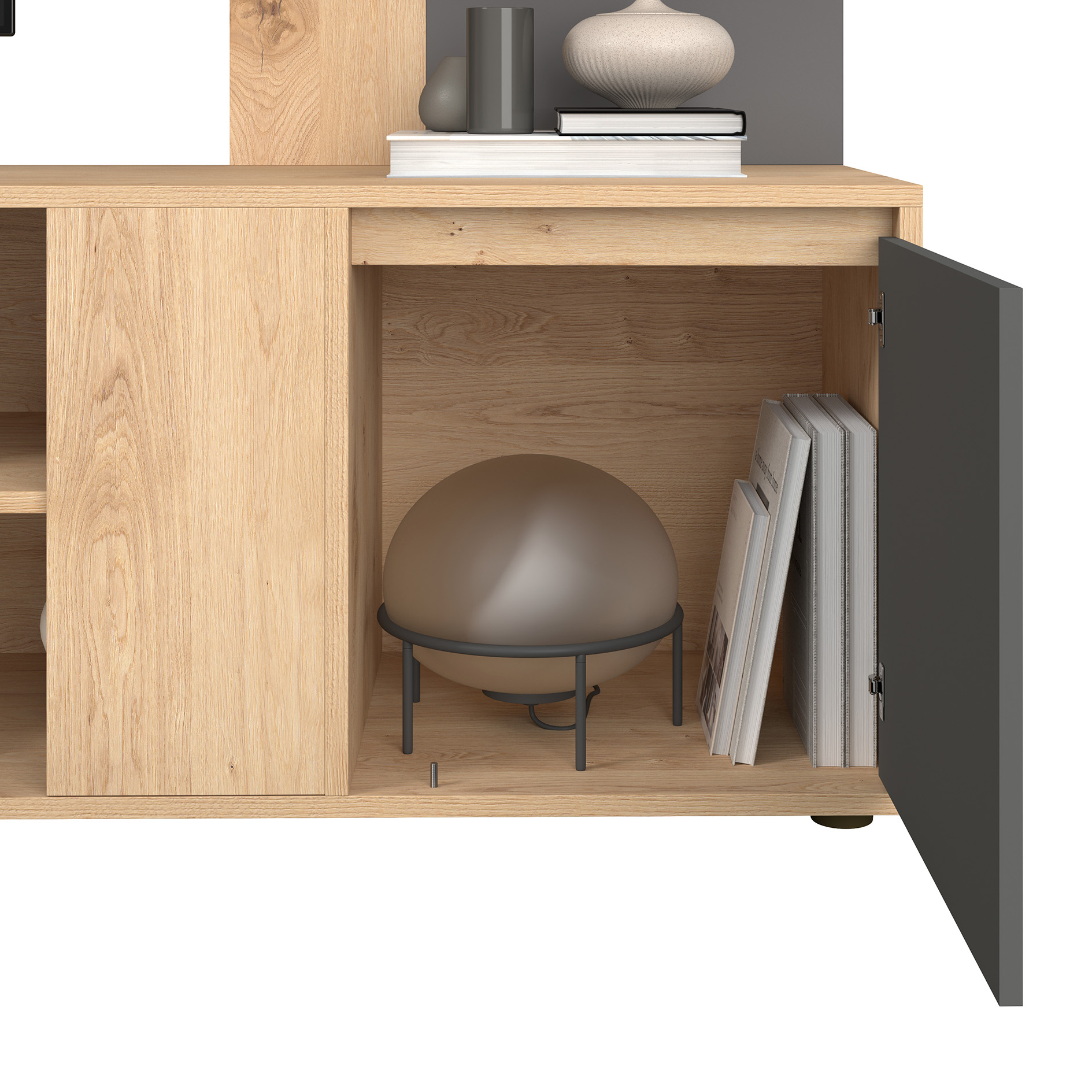 Anbauwand - Artisan Eiche - anthrazit - 268 cm breit