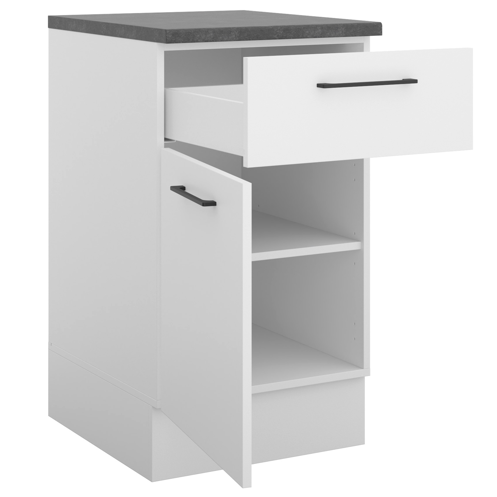 Anrichte PARIS - weiß matt - Stone dark - 50 cm breit