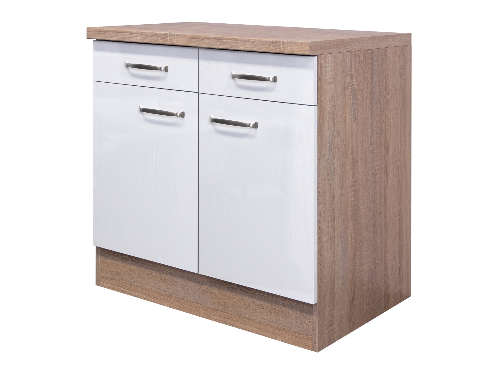 Anrichte VALERO - weiß Hochglanz-Sonoma Eiche - 80 cm