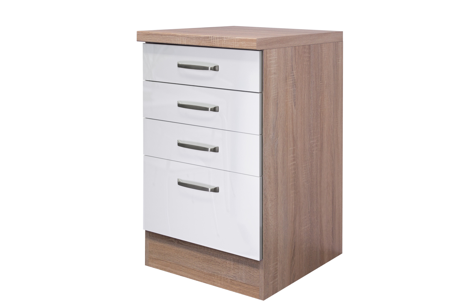 Anrichte VALERO - weiß Hochglanz-Sonoma Eiche - Schubkästen - 50 cm