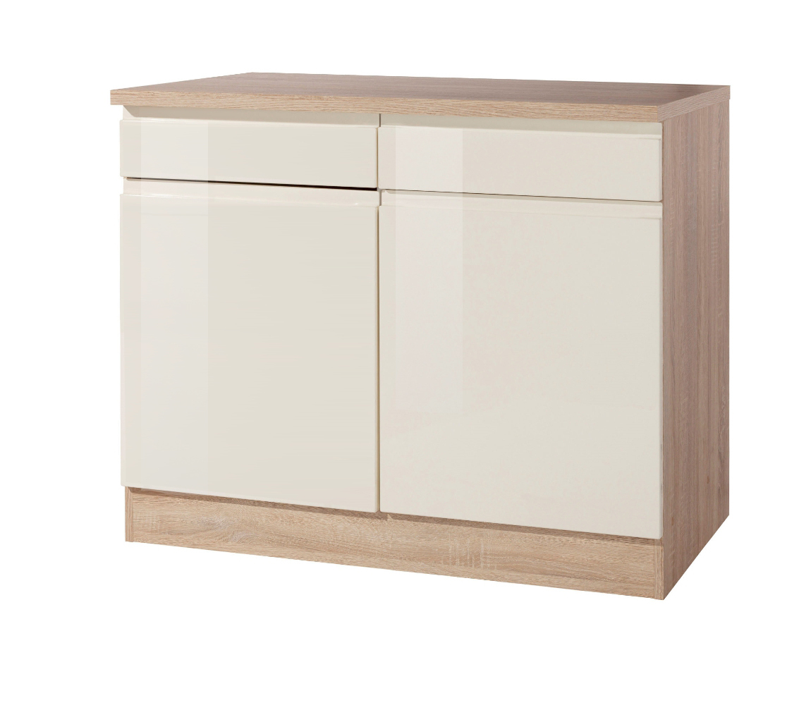 Anrichte WIEN - creme Hochglanz - Sonoma Eiche - 100 cm