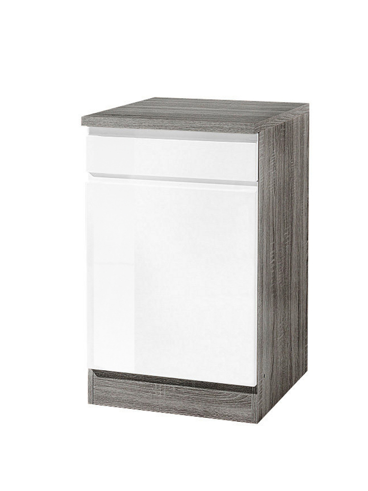 Anrichte WIEN - weiß Hochglanz - Eiche Vintage - 50 cm breit