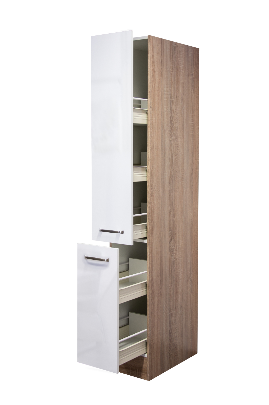 Apothekerschrank VALERO - weiß Hochglanz-Sonoma Eiche - 30 cm