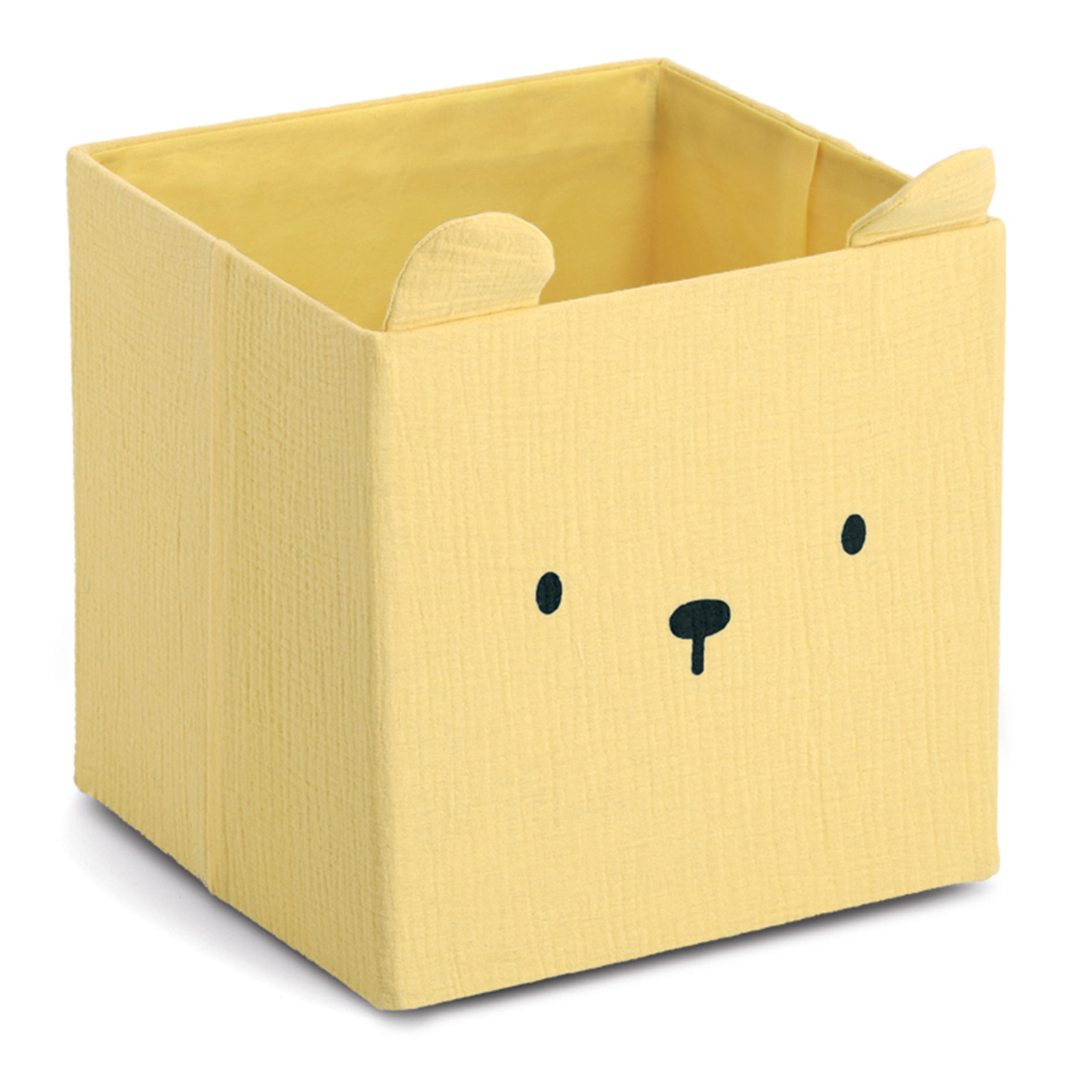 Aufbewahrungsbox BÄR - gelb - Musselin - 28x28 cm