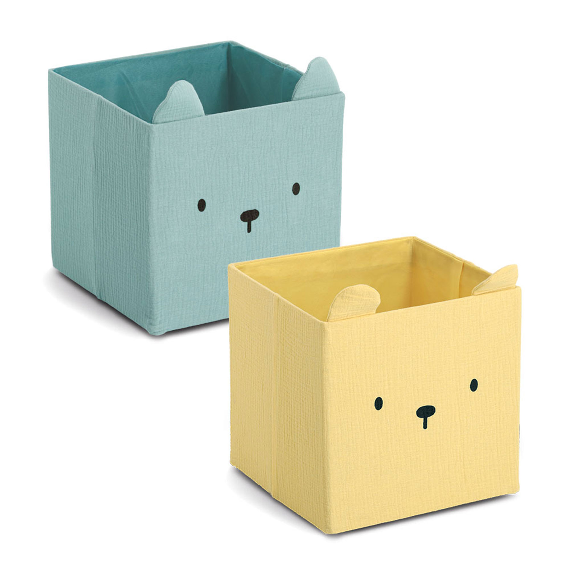 Aufbewahrungsbox BÄR - mint - Musselin - 28x28 cm