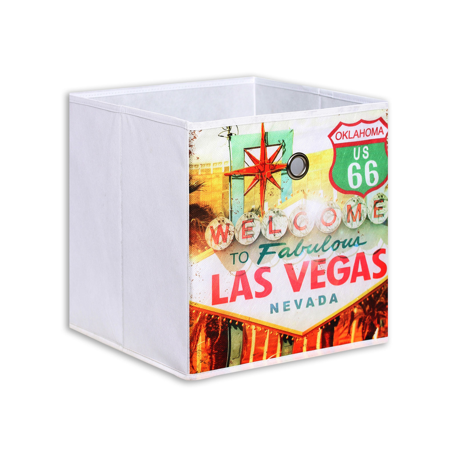 Aufbewahrungsbox - Las Vegas - weiß-bunt - 32 x 32 x 32 cm