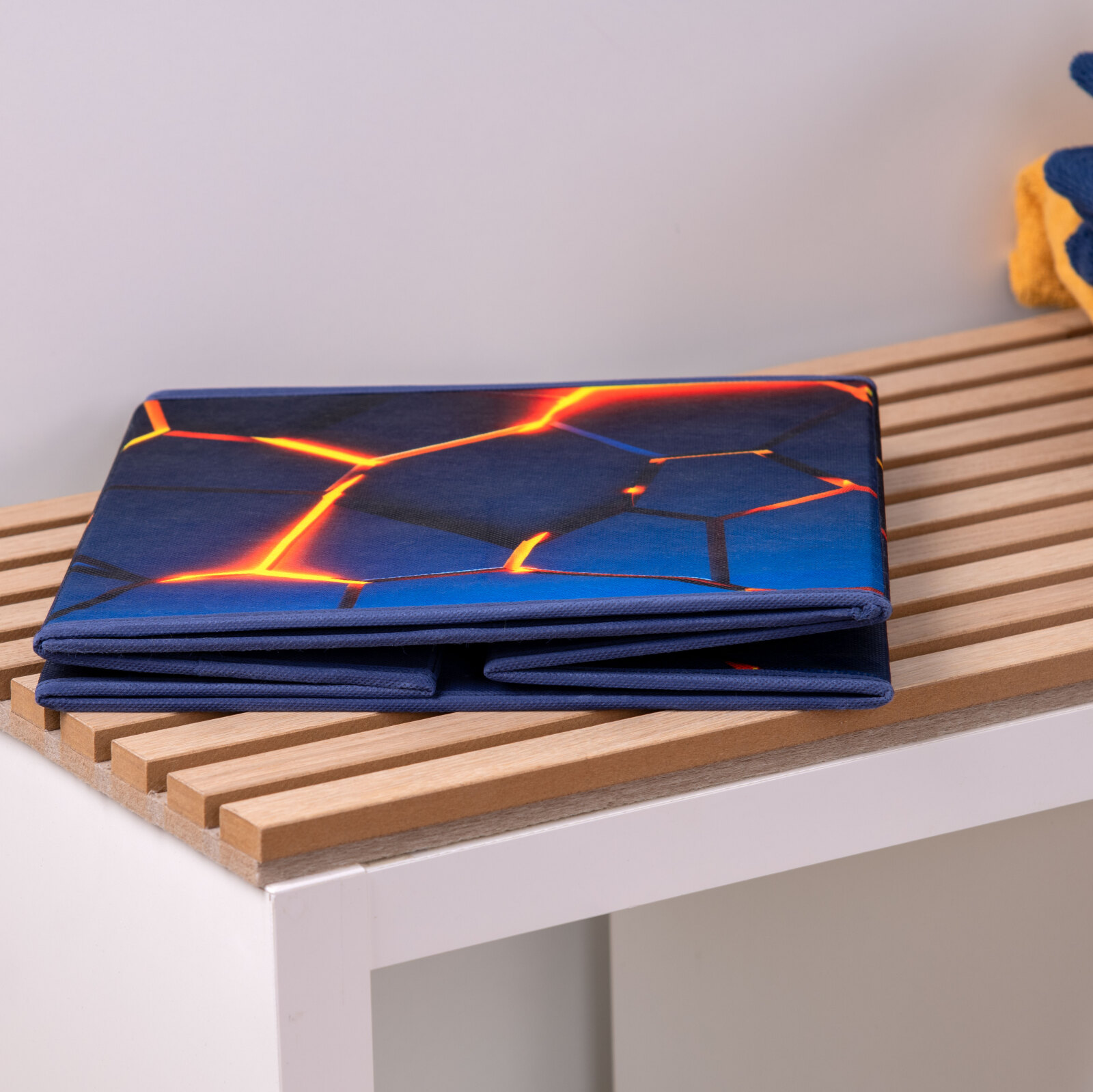 Aufbewahrungsbox LAVA - blau-orange - mit Wende-Motiv