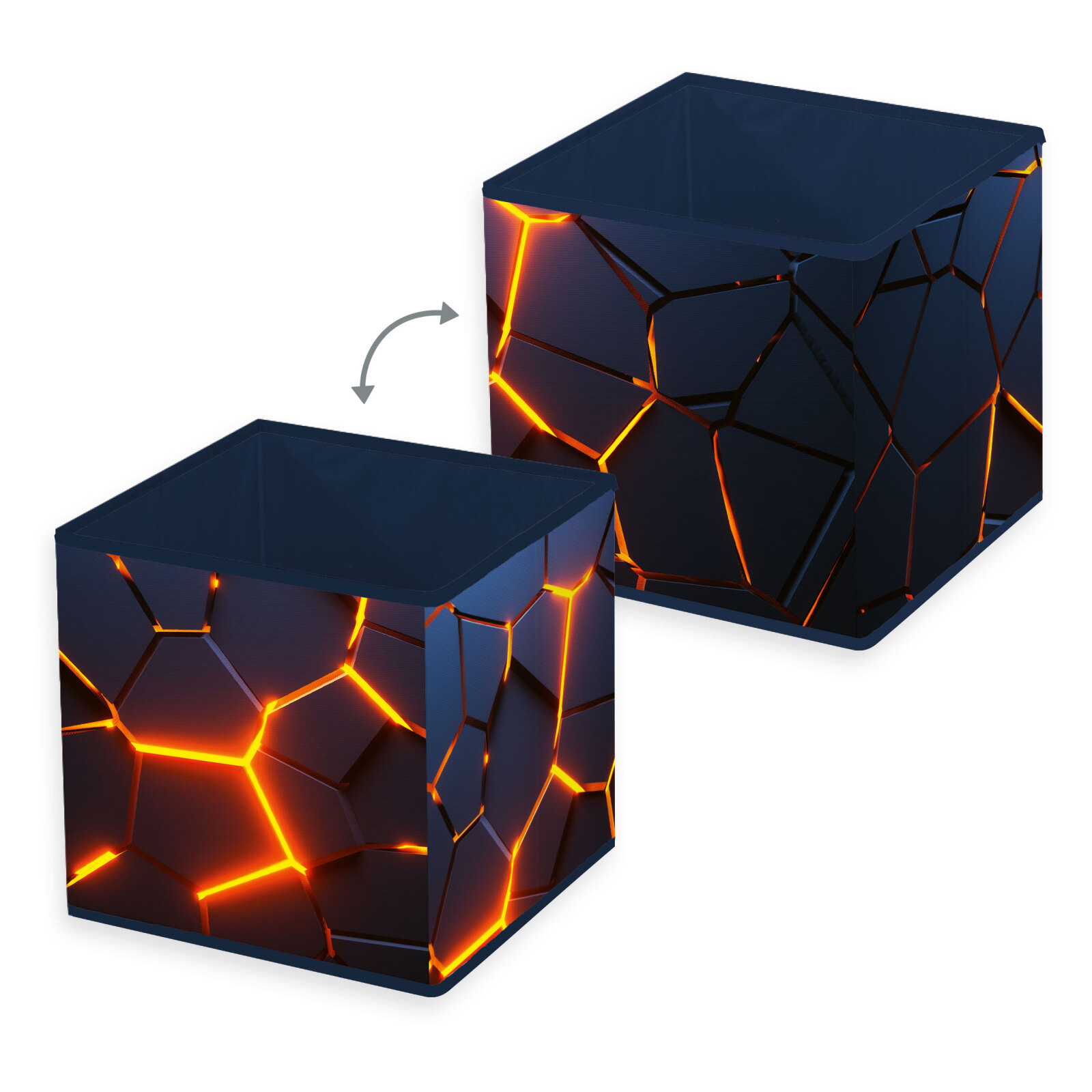 Aufbewahrungsbox LAVA - blau-orange - mit Wende-Motiv